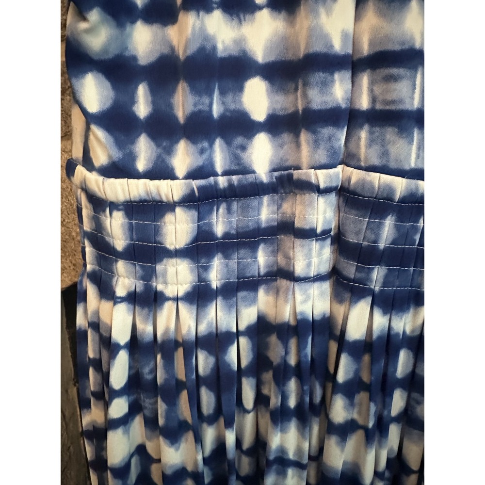 Calvin Klein Dress 4 NWT Blue Tie Dye Pleated Halter Maxi V Neck Wedding Guest S - Picture 7 of 10